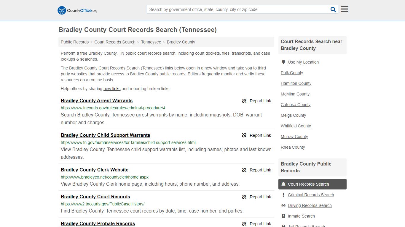 Bradley County Court Records Search (Tennessee) - County Office