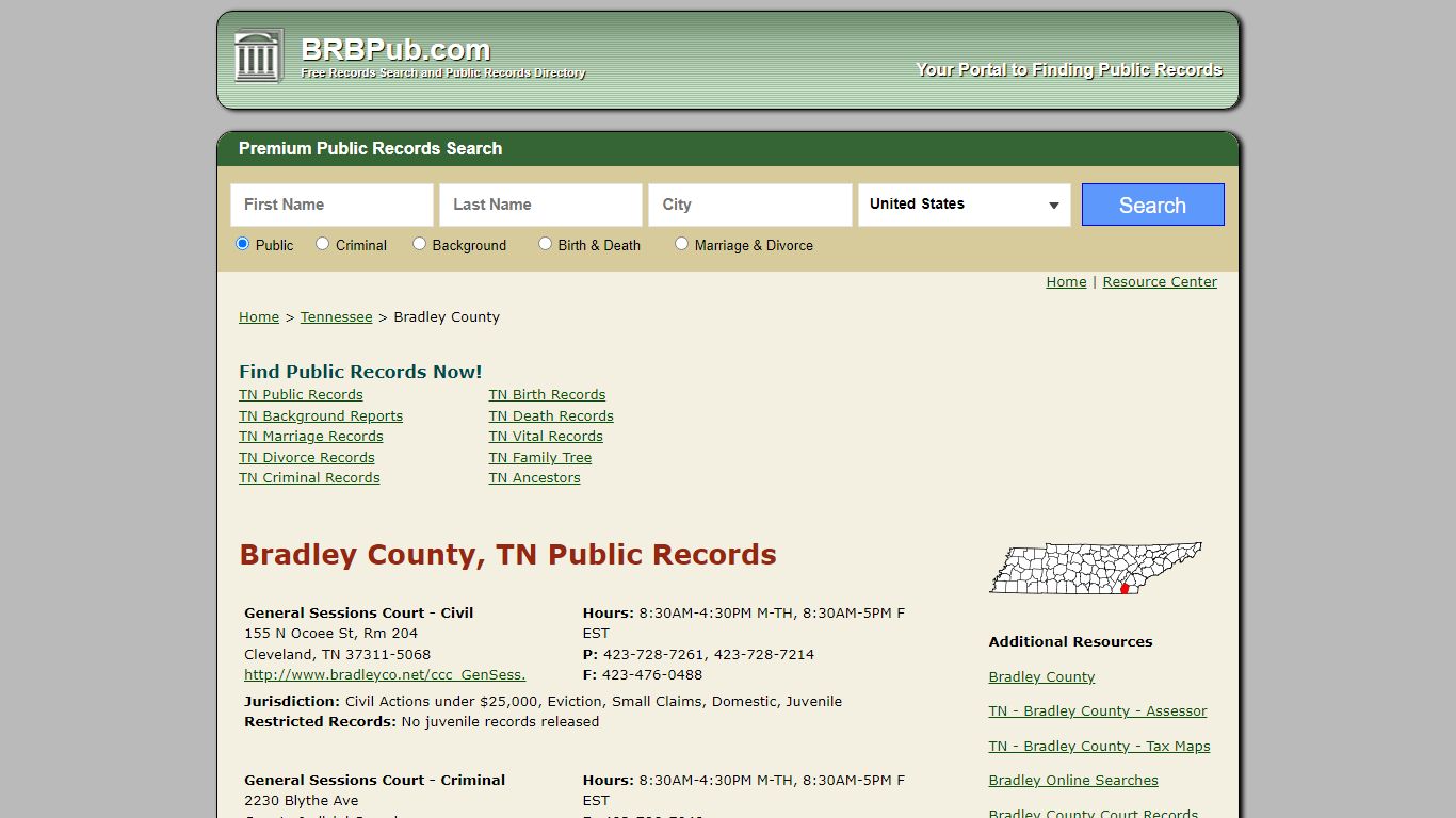 Bradley County Public Records | Search Tennessee Government Databases